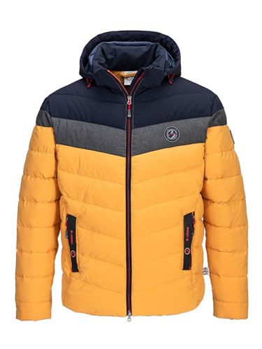 First B Herren Steppjacke Ceddy, Winterjacke, wasserabweisend, windabweisend, wärmend curry/navy XL von First B