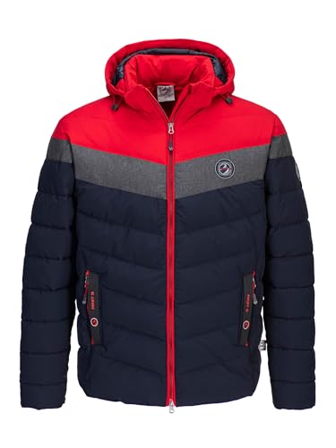 First B Herren Steppjacke Ceddy, Winterjacke, wasserabweisend, windabweisend, wärmend navy/rot XL von First B