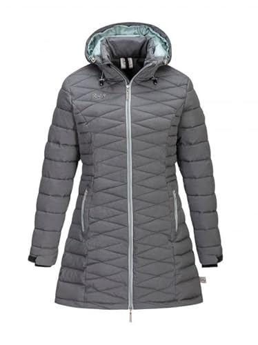 First B Damen Steppmantel Ami, Winterjacke, abtrennbare Kapuze, Daunenoptik, winddicht, wasserdicht anthrazit 46 von First B