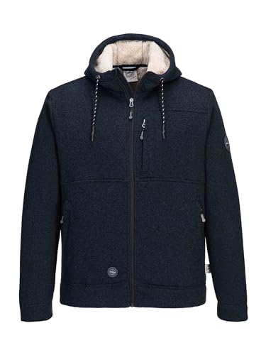 First B Herren Strickfleecejacke Clint, mit Fleece gefüttert, windabweisend, wasserabweisend, atmungsaktiv Navy Melange 2XL von First B