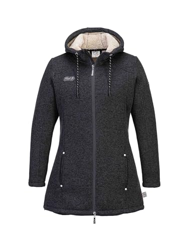 First B Damen Strickfleece-Jacke Chima, 3/4 Mantel, Fleece gefüttert, atmungsaktiv, windabweisend, wasserabweisend anthrazit melange 44 von First B