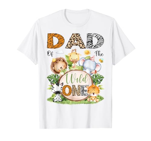 Dad Of The Wild One Safari Dschungel 1. Geburtstag Kinder T-Shirt von First Birthday Matching Safari Jungle Animals