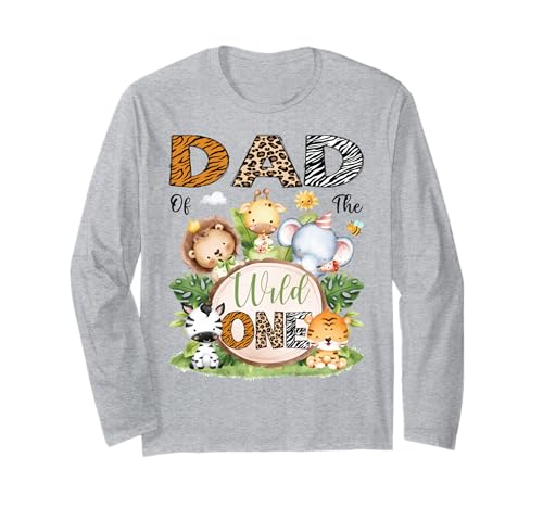 Dad of The Wild One Safari Dschungel 1. Geburtstag Kinder Langarmshirt von First Birthday Matching Safari Jungle Animals