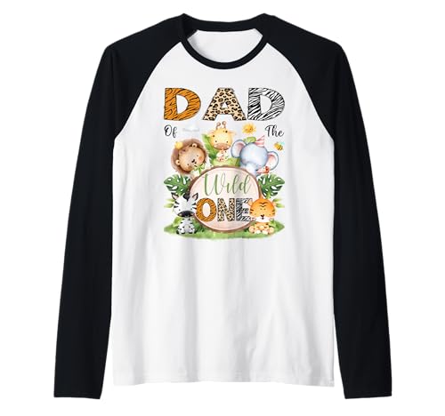 Dad of The Wild One Safari Dschungel 1. Geburtstag Kinder Raglan von First Birthday Matching Safari Jungle Animals