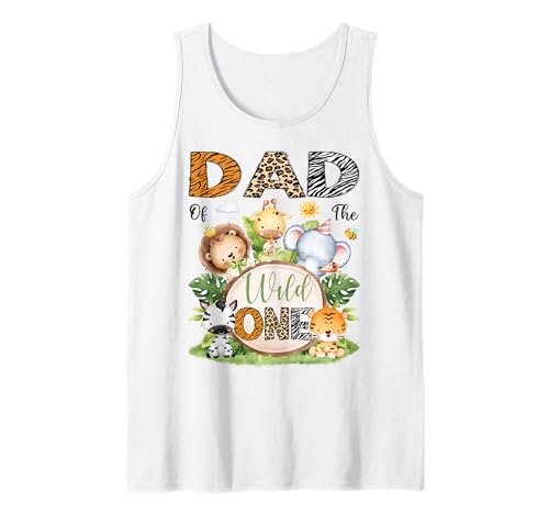 Dad of The Wild One Safari Dschungel 1. Geburtstag Kinder Tank Top von First Birthday Matching Safari Jungle Animals