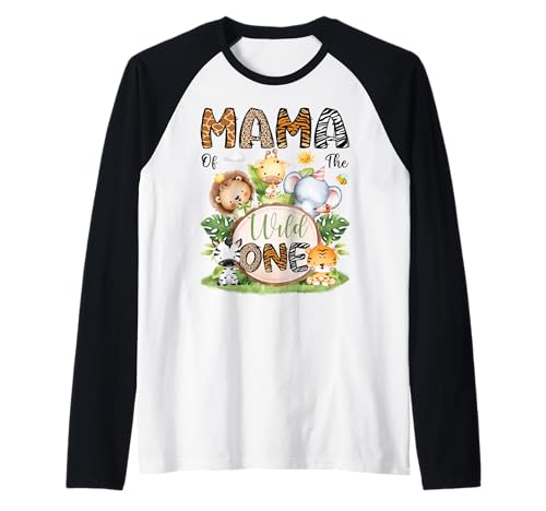 Mama of The Wild One Safari Dschungel 1. Geburtstag Junge Raglan von First Birthday Matching Safari Jungle Animals