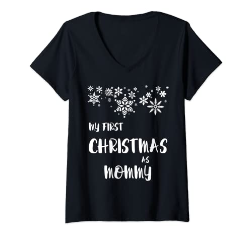 Damen Mein erstes Weihnachts-T-Shirt als Mama T-Shirt mit V-Ausschnitt Damen Mein erstes Weihnachts-T-Shirt als Mama T-Shirt mit V-Ausschnitt von First Christmas T-Shirts