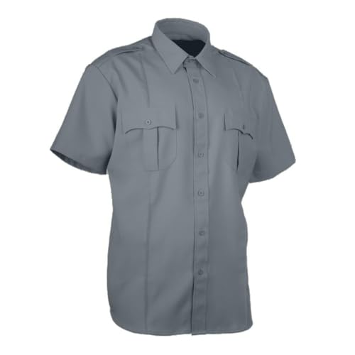 First Class 100 % Polyester, kurzärmelig, für Herren, Uniformhemd, Weiß, Hellgrau, 5X-Groß von First Class
