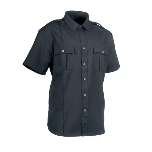 First Class 100% Polyester Kurzarm Herren Uniform Hemd Weiß, Marineblau, XL von First Class