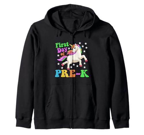 Lustiger erster Tag der Pre-K Einhorn Back To School Kids Kapuzenjacke Lustiger erster Tag der Pre-K Einhorn Back To School Kids Kapuzenjacke von First Day Of Back To School Unicorn Teacher Boys