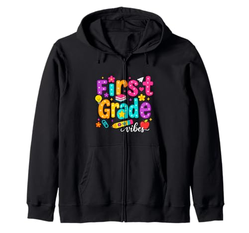 Preppy First Grade Vibes Back to School 1. Klasse Mädchen Jungen Kapuzenjacke von First Day Of Back to School First Grade Vibes tees