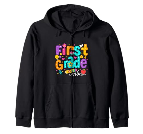 Preppy First Grade Vibes Back to School 1. Klasse Mädchen Jungen Kapuzenjacke von First Day Of Back to School First Grade Vibes tees