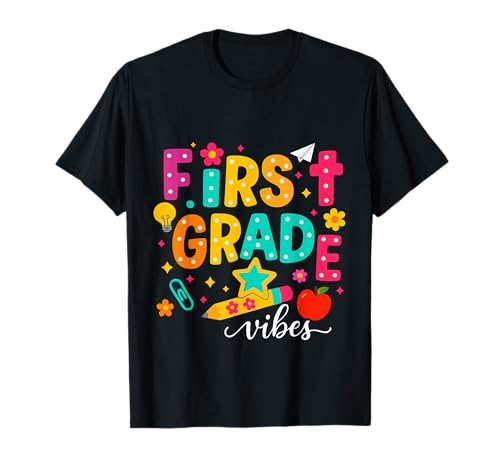Preppy First Grade Vibes Back to School 1. Klasse Mädchen Jungen T-Shirt von First Day Of Back to School First Grade Vibes tees