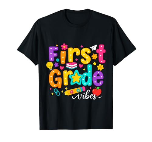 Preppy First Grade Vibes Back to School 1. Klasse Mädchen Jungen T-Shirt von First Day Of Back to School First Grade Vibes tees