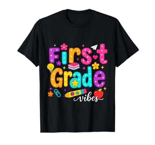 Preppy First Grade Vibes Back to School 1. Klasse Mädchen Jungen T-Shirt von First Day Of Back to School First Grade Vibes tees