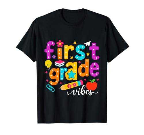Preppy First Grade Vibes Back to School 1. Klasse Mädchen Jungen T-Shirt von First Day Of Back to School First Grade Vibes tees