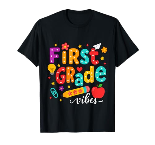 Preppy First Grade Vibes Back to School 1. Klasse Mädchen Jungen T-Shirt von First Day Of Back to School First Grade Vibes tees