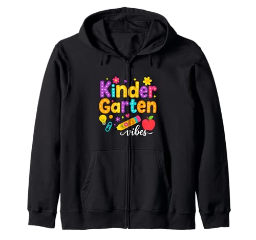 Preppy Kindergarten Back to School Teacher Kinder Mädchen Jungen Kapuzenjacke von First Day Of Back to School Kindergarten Vibes tee