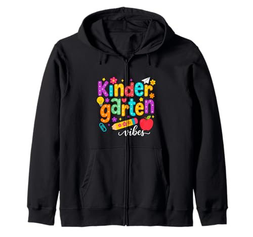 Preppy Kindergarten Back to School Teacher Kinder Mädchen Jungen Kapuzenjacke von First Day Of Back to School Kindergarten Vibes tee