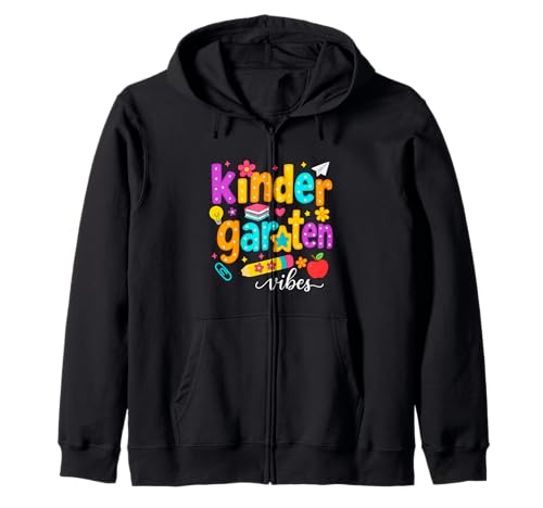Preppy Kindergarten Vibes Zurück in die Schule Lehrer Mädchen Jungen Kapuzenjacke von First Day Of Back to School Kindergarten Vibes tee