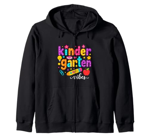Preppy Kindergarten Vibes Zurück in die Schule Lehrer Mädchen Jungen Kapuzenjacke von First Day Of Back to School Kindergarten Vibes tee