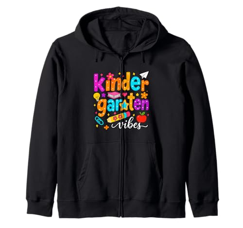 Preppy Kindergarten Vibes Zurück in die Schule Lehrer Mädchen Jungen Kapuzenjacke von First Day Of Back to School Kindergarten Vibes tee