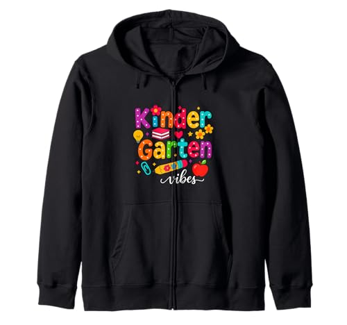 Preppy Kindergarten Vibes Zurück in die Schule Lehrer Mädchen Jungen Kapuzenjacke von First Day Of Back to School Kindergarten Vibes tee