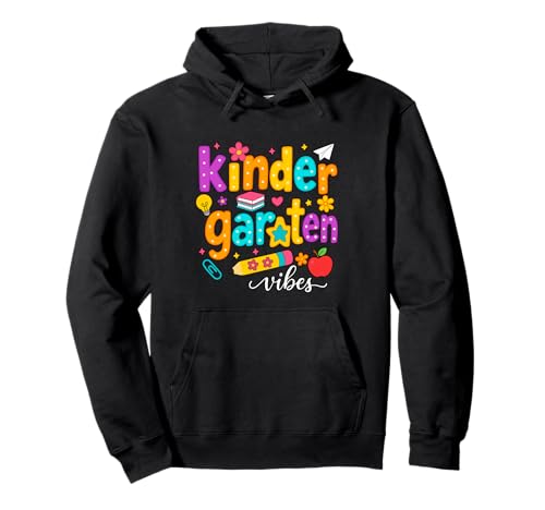 Preppy Kindergarten Vibes Zurück in die Schule Lehrer Mädchen Jungen Pullover Hoodie von First Day Of Back to School Kindergarten Vibes tee