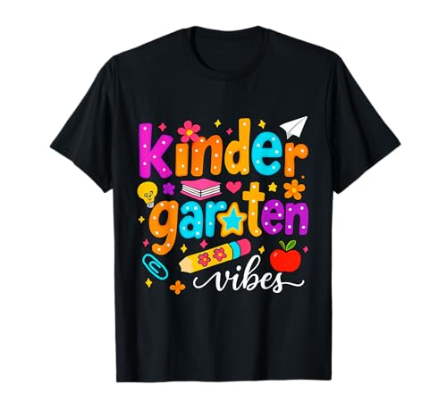 Preppy Kindergarten Vibes Zurück in die Schule Lehrer Mädchen Jungen T-Shirt von First Day Of Back to School Kindergarten Vibes tee
