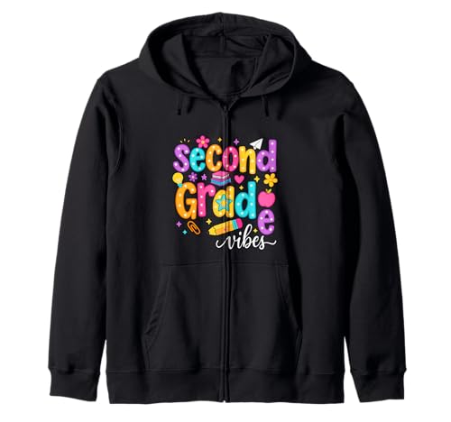 Preppy Second Grade Vibes Back to School, 2. Klasse, Mädchen, Jungen Kapuzenjacke von First Day Of Back to School Second Grade Vibes tee