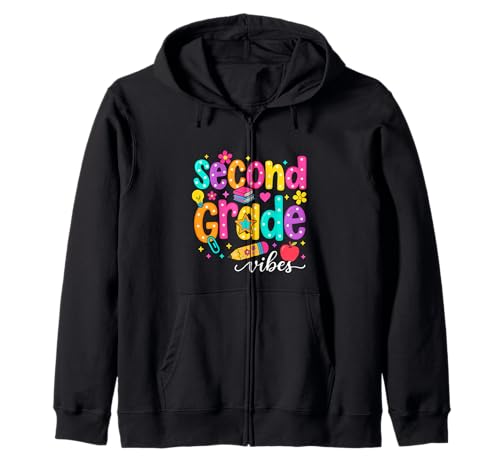 Preppy Second Grade Vibes Back to School, 2. Klasse, Mädchen, Jungen Kapuzenjacke von First Day Of Back to School Second Grade Vibes tee