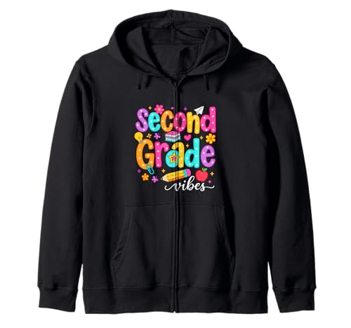 Preppy Second Grade Vibes Back to School, 2. Klasse, Mädchen, Jungen Kapuzenjacke von First Day Of Back to School Second Grade Vibes tee