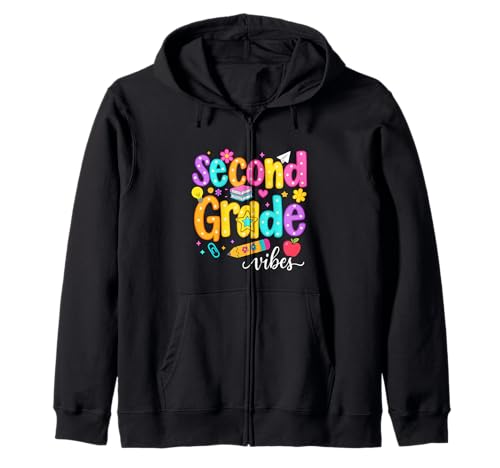 Preppy Second Grade Vibes Back to School, 2. Klasse, Mädchen, Jungen Kapuzenjacke von First Day Of Back to School Second Grade Vibes tee
