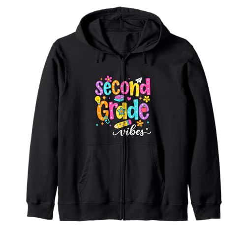 Preppy Second Grade Vibes Back to School, 2. Klasse, Mädchen, Jungen Kapuzenjacke von First Day Of Back to School Second Grade Vibes tee
