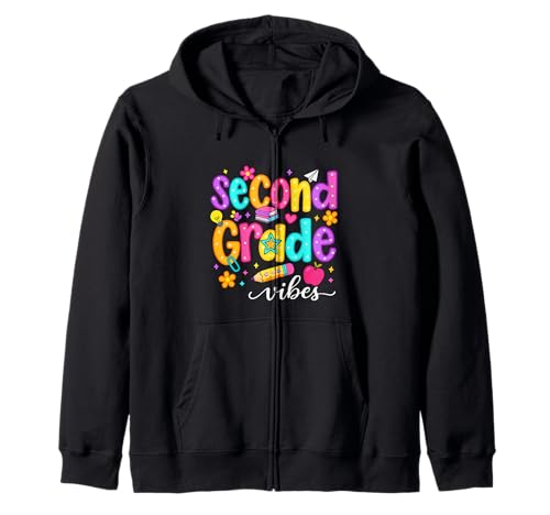 Preppy Second Grade Vibes Back to School, 2. Klasse, Mädchen, Jungen Kapuzenjacke von First Day Of Back to School Second Grade Vibes tee