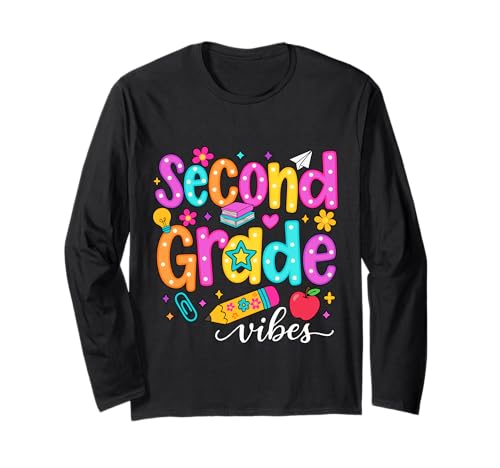 Preppy Second Grade Vibes Back to School, 2. Klasse, Mädchen, Jungen Langarmshirt von First Day Of Back to School Second Grade Vibes tee