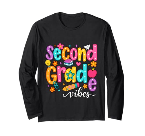 Preppy Second Grade Vibes Back to School, 2. Klasse, Mädchen, Jungen Langarmshirt von First Day Of Back to School Second Grade Vibes tee