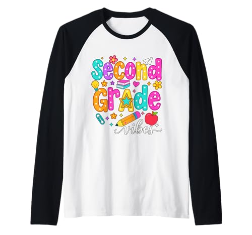 Preppy Second Grade Vibes Back to School, 2. Klasse, Mädchen, Jungen Raglan von First Day Of Back to School Second Grade Vibes tee