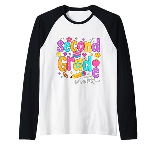 Preppy Second Grade Vibes Back to School, 2. Klasse, Mädchen, Jungen Raglan von First Day Of Back to School Second Grade Vibes tee