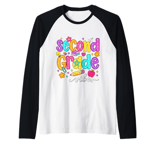Preppy Second Grade Vibes Back to School, 2. Klasse, Mädchen, Jungen Raglan von First Day Of Back to School Second Grade Vibes tee