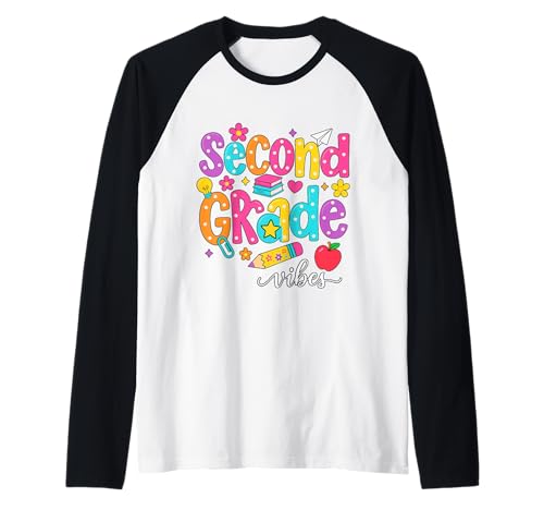 Preppy Second Grade Vibes Back to School, 2. Klasse, Mädchen, Jungen Raglan von First Day Of Back to School Second Grade Vibes tee
