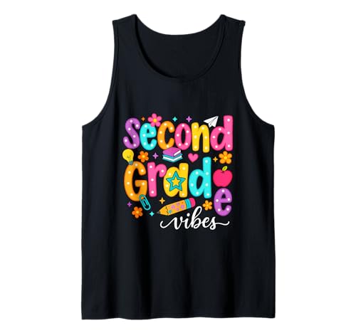 Preppy Second Grade Vibes Back to School, 2. Klasse, Mädchen, Jungen Tank Top von First Day Of Back to School Second Grade Vibes tee