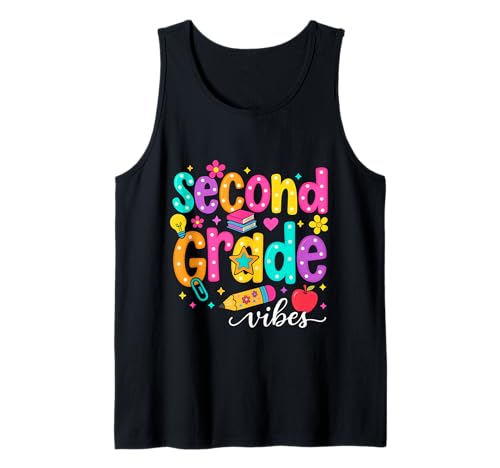 Preppy Second Grade Vibes Back to School, 2. Klasse, Mädchen, Jungen Tank Top von First Day Of Back to School Second Grade Vibes tee