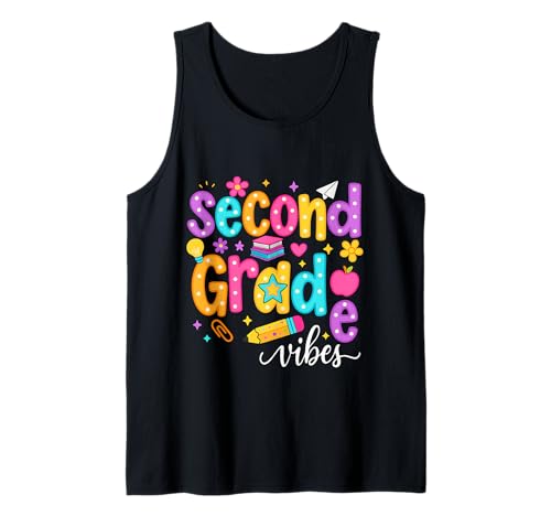 Preppy Second Grade Vibes Back to School, 2. Klasse, Mädchen, Jungen Tank Top von First Day Of Back to School Second Grade Vibes tee