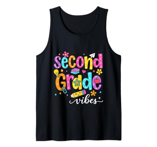 Preppy Second Grade Vibes Back to School, 2. Klasse, Mädchen, Jungen Tank Top von First Day Of Back to School Second Grade Vibes tee