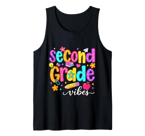 Preppy Second Grade Vibes Back to School, 2. Klasse, Mädchen, Jungen Tank Top von First Day Of Back to School Second Grade Vibes tee