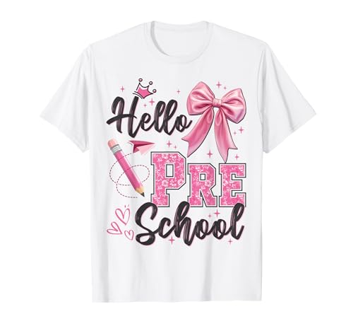 Hallo Coquette Bow Teacher Girl für den Schulanfang im Vorschulalter T-Shirt Hallo Coquette Bow Teacher Girl für den Schulanfang im Vorschulalter T-Shirt von First Day Of Preschool Pre-K Coquette Teacher Girl