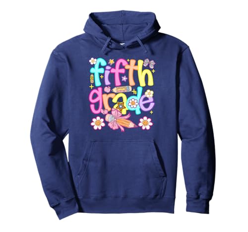 Preppy, Mädchen aus der fünften Klasse, zurück zur Schule, 5. Klasse Pullover Hoodie Preppy, Mädchen aus der fünften Klasse, zurück zur Schule, 5. Klasse Pullover Hoodie von First Day Of School 5th Grade Coquette Bow Preppy