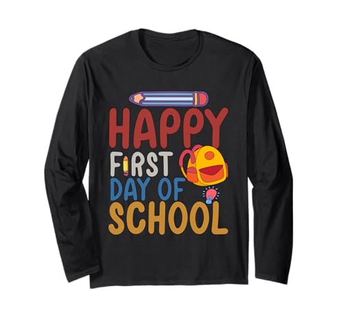 Happy First Day Of School Bleistift Lehrer Kinder Back To Schoo Langarmshirt Happy First Day Of School Bleistift Lehrer Kinder Back To Schoo Langarmshirt von First Day Of School Apparel HUG