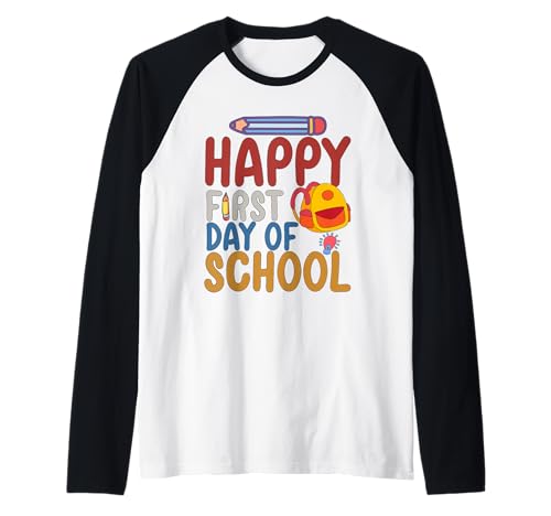 Happy First Day Of School Bleistift Lehrer Kinder Back To Schoo Raglan Happy First Day Of School Bleistift Lehrer Kinder Back To Schoo Raglan von First Day Of School Apparel HUG
